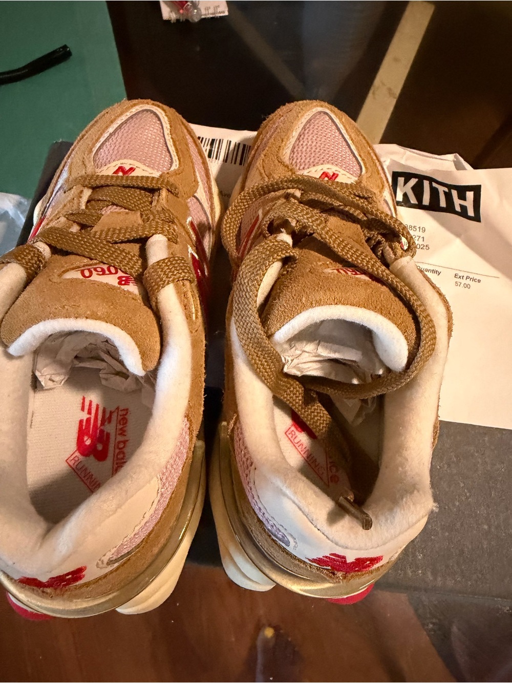 New Balance ( Kith) Kids Sneakers in Tan, Pink & Red Accents - Picture 5 of 7